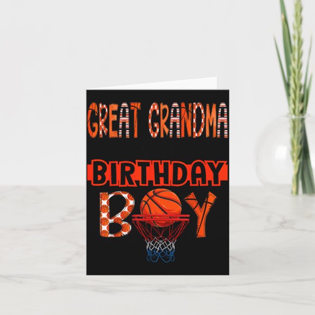 Tarjeta Great Grandma Of The Birthday Boy Basketball Party (Anverso)