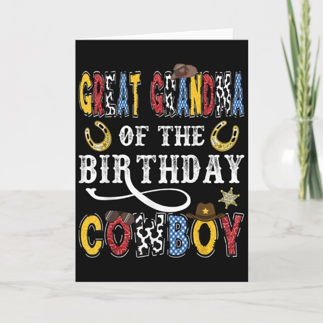 Tarjeta Great Grandma Of The Birthday Cowboy Western Rodeo (Anverso)