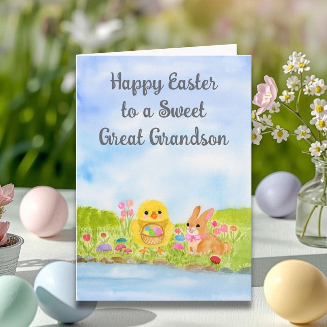 Tarjeta Great Grandson Happy Easter Baby Chick  (Subido por el creador)