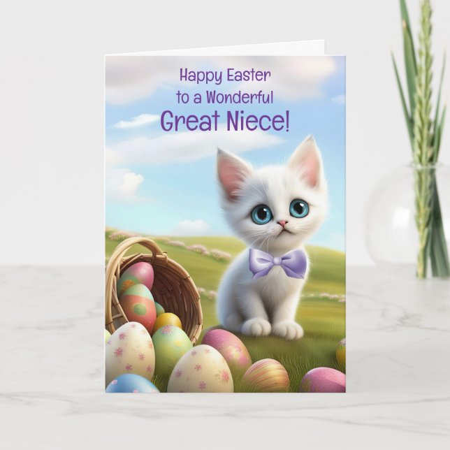 Tarjeta Great Niece Happy Easter Cute Kitten (Anverso)
