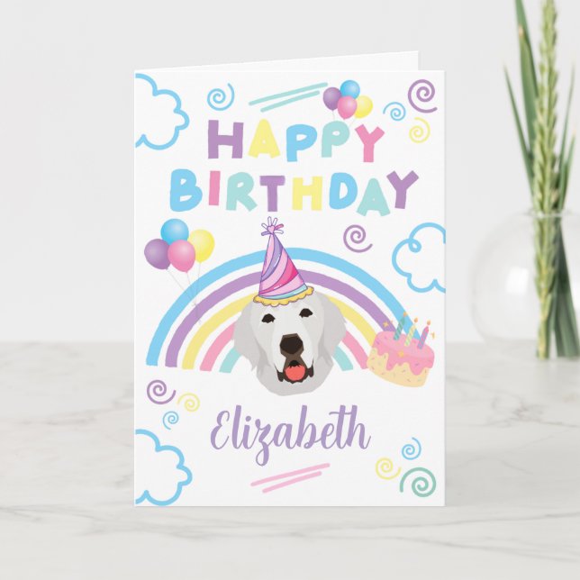 Tarjeta Great Pyrenees Birthday Card in White (Anverso)