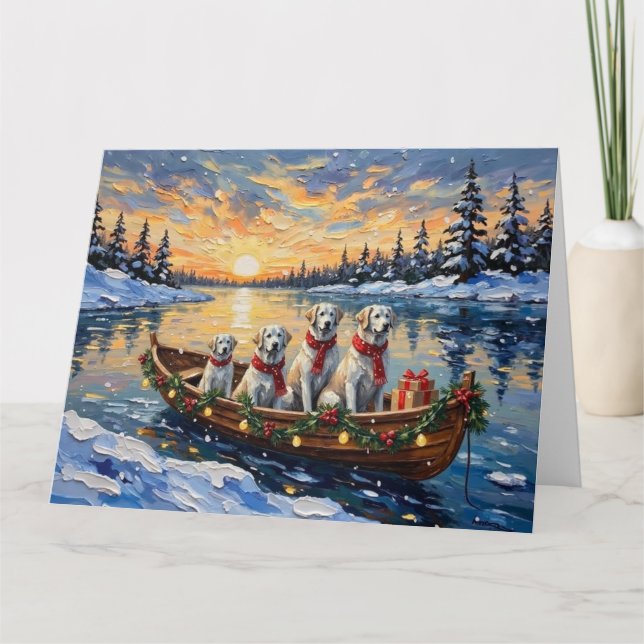 Tarjeta Great Pyrenees Christmas Boat Holiday (Anverso)