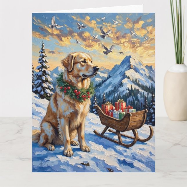Tarjeta Great Pyrenees Christmas Mountain Holiday (Anverso)