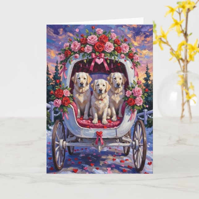 Tarjeta Great Pyrenees Dog Valentine's Day  (flor amarilla)