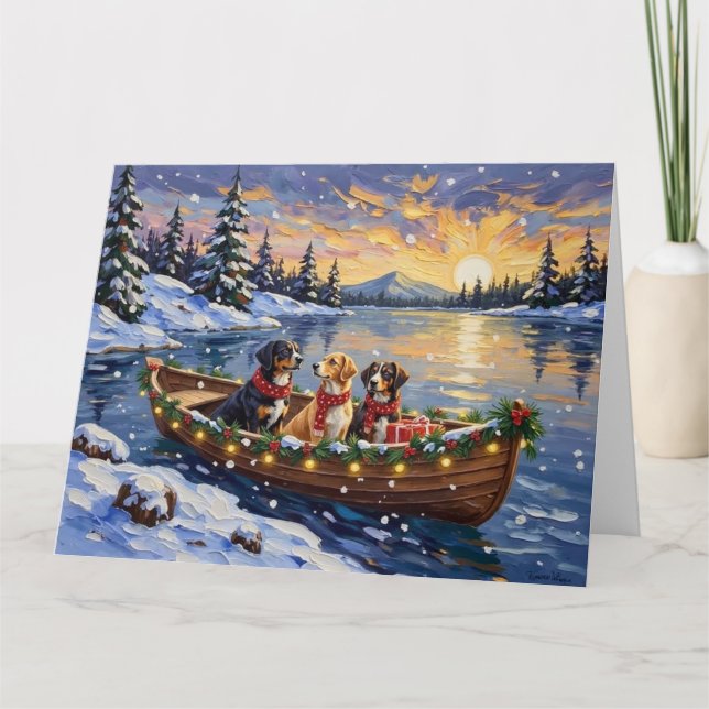 Tarjeta Greater Swiss Mountain Dog Christmas Boat Holiday (Anverso)