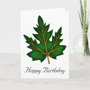 Tarjeta Green 1 Leaf Fall Season Happy Birday Card