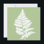 Tarjeta Green and White Fern Greeting Card<br><div class="desc">Simple and elegant design featuring a soft green background,  with a white silhouetted fern image.
Blank on the inside.</div>