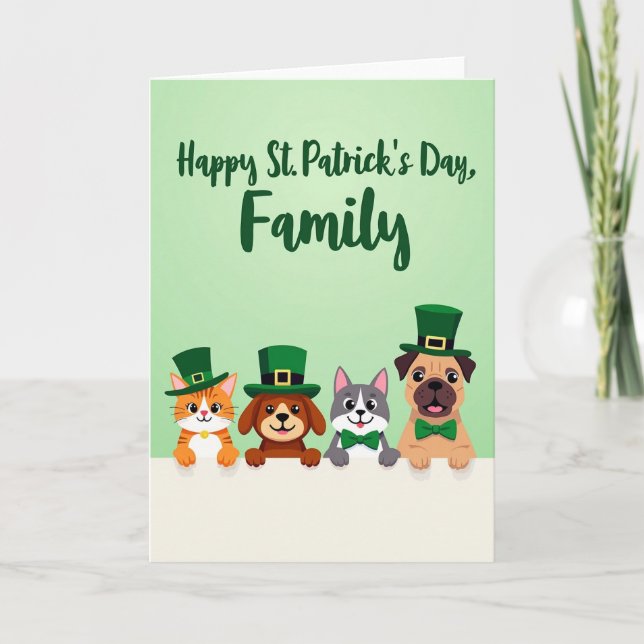 Tarjeta Green Animal Friends Holiday Card (Anverso)