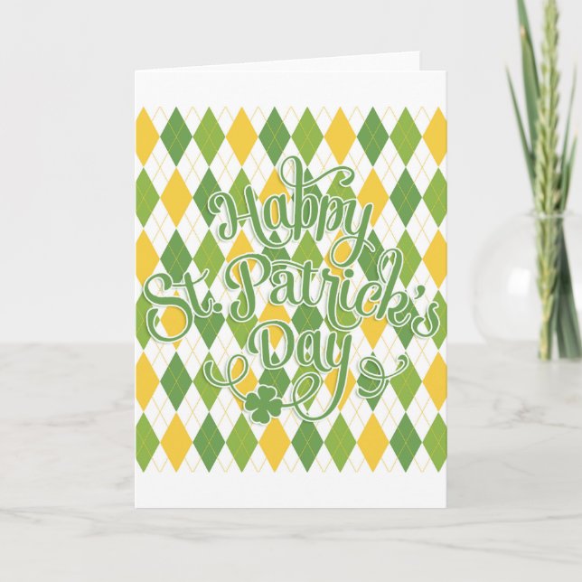 Tarjeta Green Argyle - Feliz día de San Patricio (Anverso)