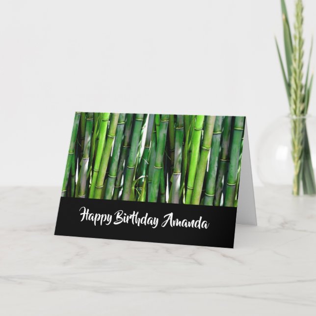 Tarjeta Green Bamboo Stalks Nature Photography Birthday (Anverso)