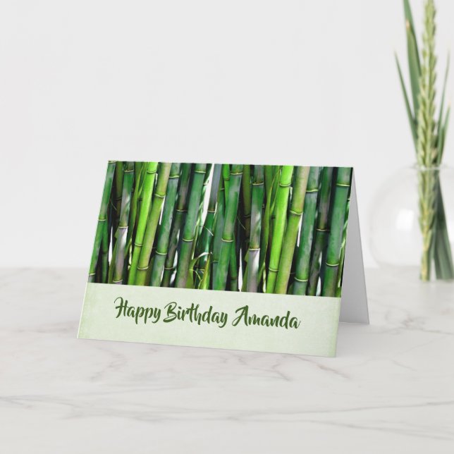 Tarjeta Green Bamboo Stalks Nature Photography Birthday (Anverso)