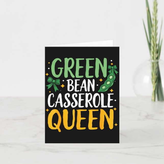 Tarjeta Green Bean Cerole Queen Kitchen Funny Thanksgiving (Anverso)