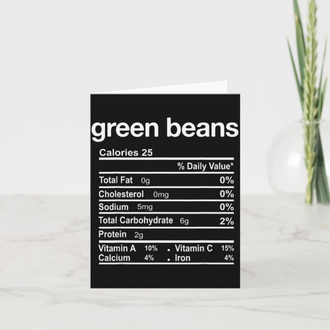 Tarjeta Green Beans Nutrition Facts Funny Thanksgiving Chr (Anverso)