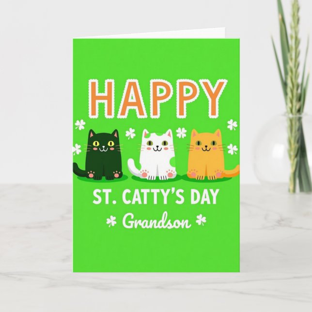 Tarjeta Green Cats Grandson Card (Anverso)