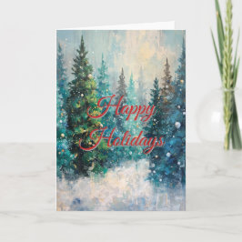 Tarjeta Green Christmas Trees Winter Forest