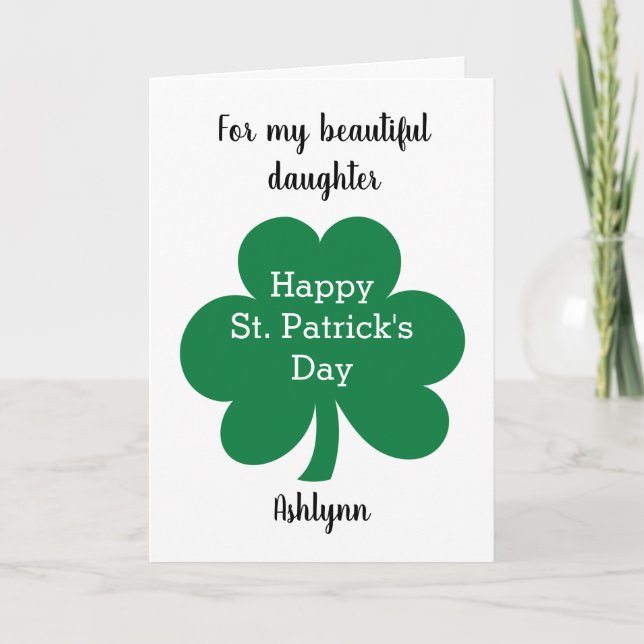 Tarjeta Green Clover Feliz Día de San Patricio (Anverso)