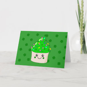 Tarjeta Green Clover St Patricks Day Cupcake