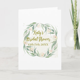 Tarjeta Green eucalyptus floral bridal shower name date go