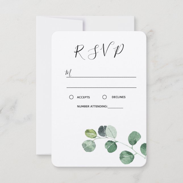 Tarjeta Green Eucalyptus RSVP (Anverso)