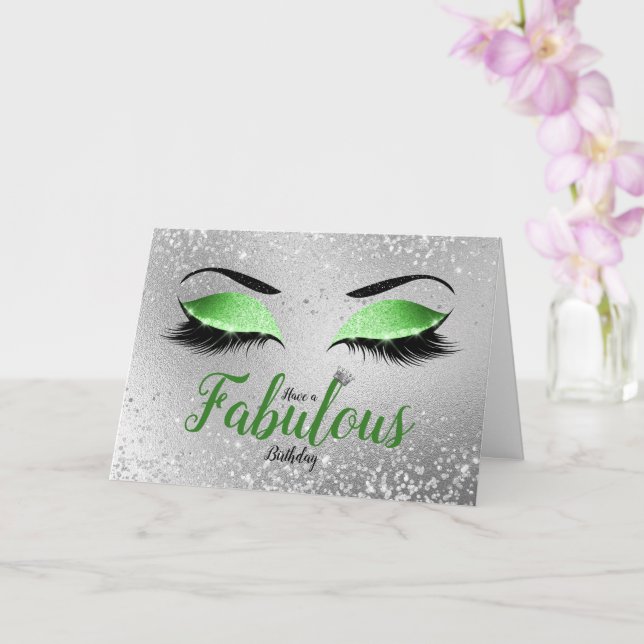 Tarjeta Green Fabulous Purpurina Eyes Standard Cumpleaños (Orquídea)