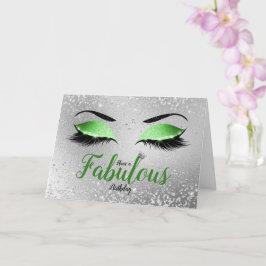 Tarjeta Green Fabulous Purpurina Eyes Standard Cumpleaños