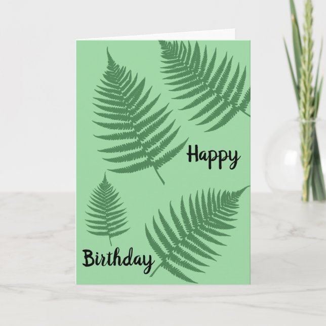 Tarjeta Green Fern Leaves Birthday Card (Anverso)