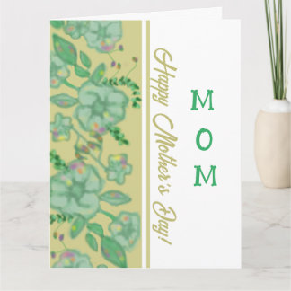 Tarjeta Green Foliage Floral Gold Mother's Day Card
