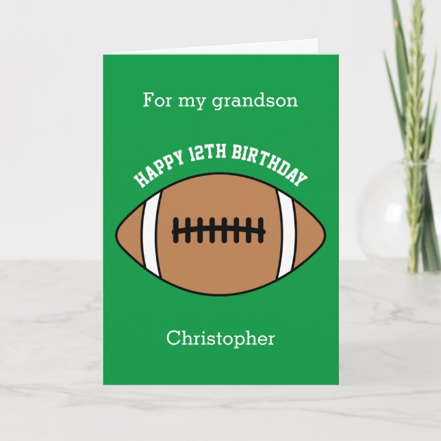 Tarjeta Green Football Sport 12th Birthday Card (Anverso)