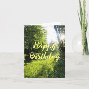 Tarjeta Green Forest Meadow Happy Birday