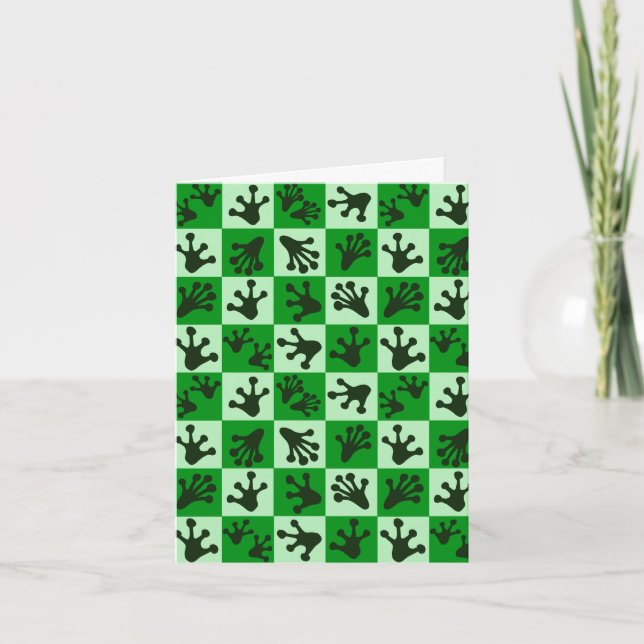 Tarjeta Green Frog Feet Whimsical Animal Tracks (Anverso)