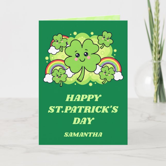 Tarjeta Green Giggles St. Patrick’s Day Card (Anverso)
