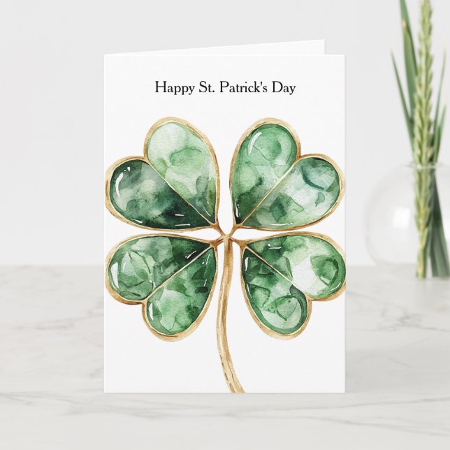 Tarjeta Green Gold Shamrock St. Patrick's Day (Anverso)