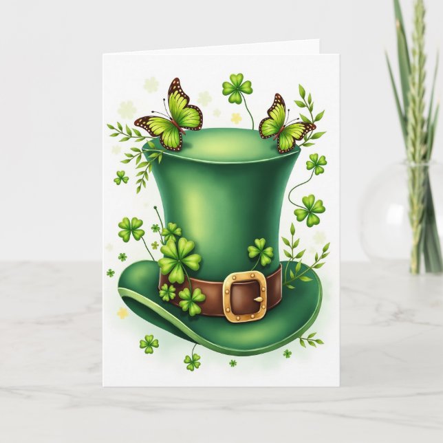 Tarjeta Green Hat Butterflies Scene Card (Anverso)