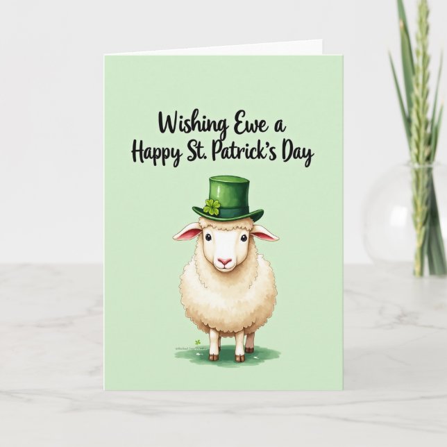 Tarjeta Green Hat Sheep Happy St Patricks Card (Anverso)