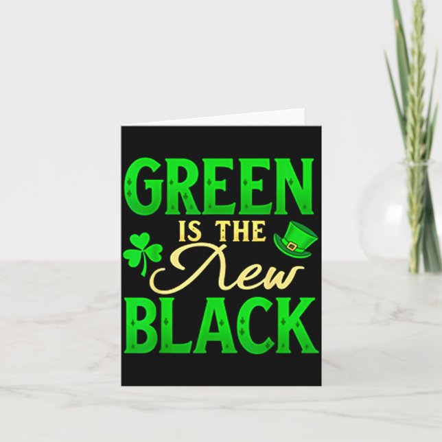 Tarjeta Green Is The New Black - St. Patrick’s Day Shamroc (Anverso)