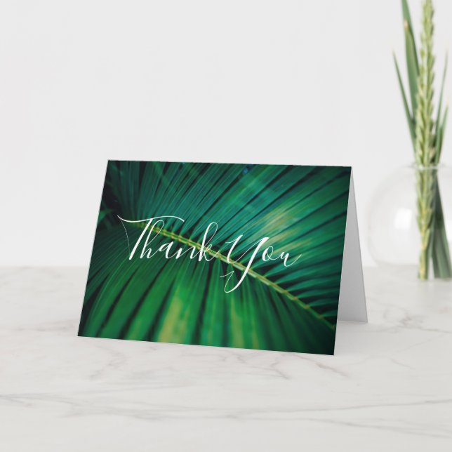 Tarjeta Green Leaf Palm Frond Closet Foto Gracias (Anverso)