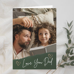Tarjeta Green Love You Dad Heart Personalizado Foto del Dí
