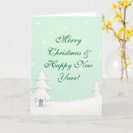 Tarjeta Green Merry Christmas and Snowley Pines