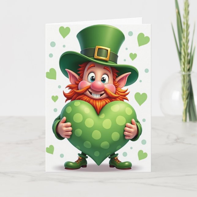 Tarjeta Green Polka Dot Heart Card (Anverso)