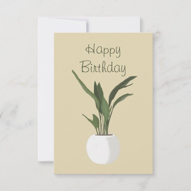 Tarjeta Green Pot Plant Happy Birday Card (Anverso)