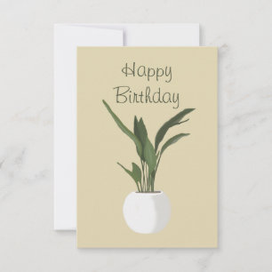 Tarjeta Green Pot Plant Happy Birday Card