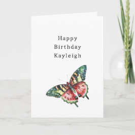 Tarjeta Green Red Watermelon Butterfly Birthday