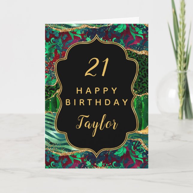 Tarjeta Green Safari Agate Happy Birday (Anverso)