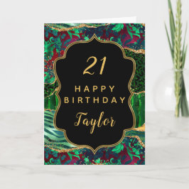 Tarjeta Green Safari Agate Happy Birday