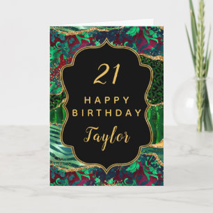 Tarjeta Green Safari Agate Happy Birday