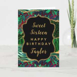 Tarjeta Green Safari Agate Sweet 16 Feliz cumpleaños