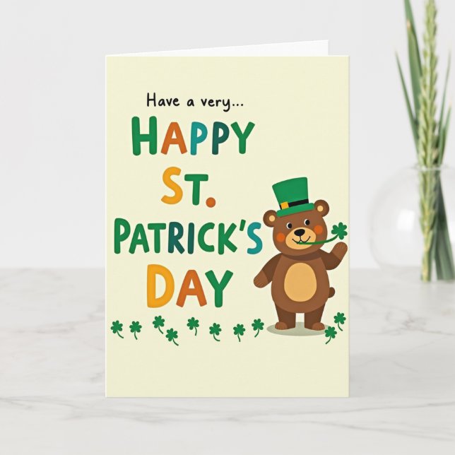 Tarjeta Green Shamrock Bear Card (Anverso)