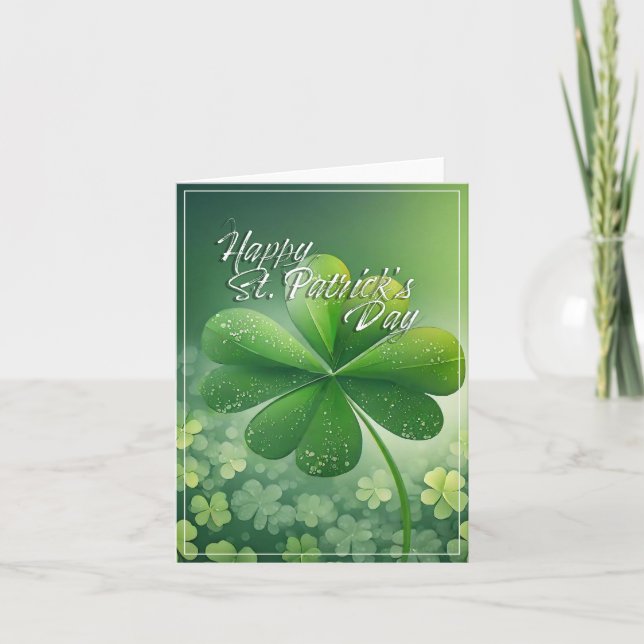 Tarjeta Green Shamrock Happy St. Patrick's Day (7) c (Anverso)