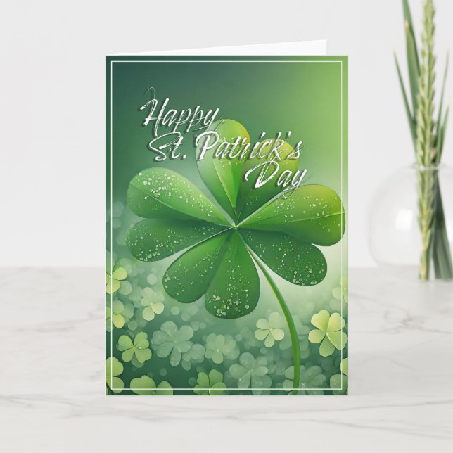 Tarjeta Green Shamrock Happy St. Patrick's Day (7) c (Anverso)