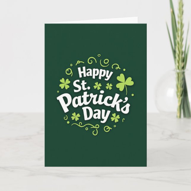 Tarjeta Green Shamrock Pattern Day Card (Anverso)